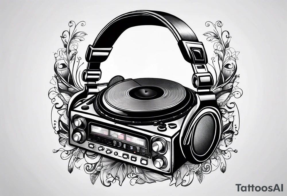 Dj controller and headphones tattoo idea