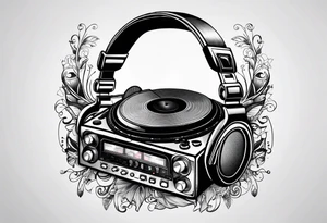 Dj controller and headphones tattoo idea