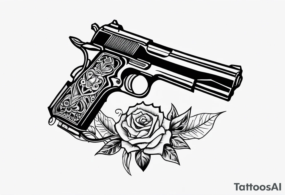 Gangster gun on penis tattoo idea