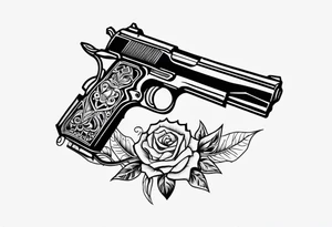 Gangster gun on penis tattoo idea