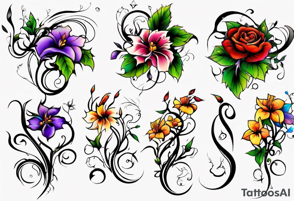 nature, flowers, vines tattoo idea