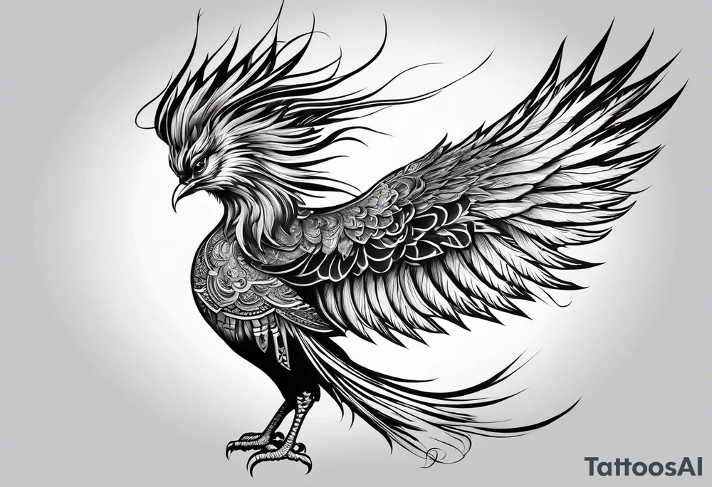 Asian phoenix with a long neck tattoo idea