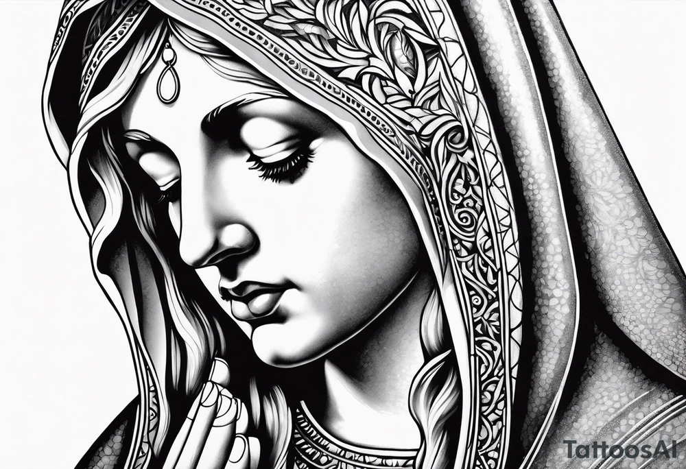 virgin mary praying tattoo idea