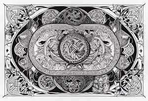 Vikings theme with symbols full sleave tattoo idea
