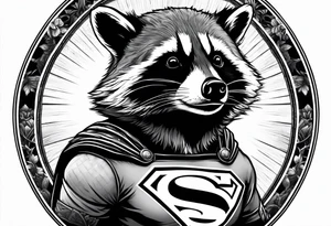 raccoon wearing a Superman t-shirt tattoo idea