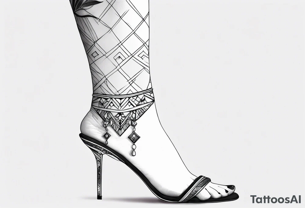 feminine ankle bracelet tattoo idea