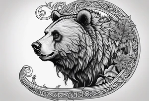 Viking long ship, grizzly bear, oak tree tattoo idea