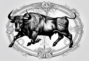 TAURUS BULL COMPASS white background tattoo idea