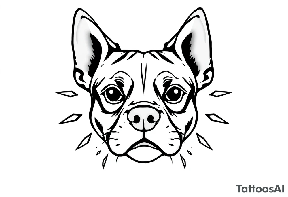 outline of a staffy dog ears tattoo idea