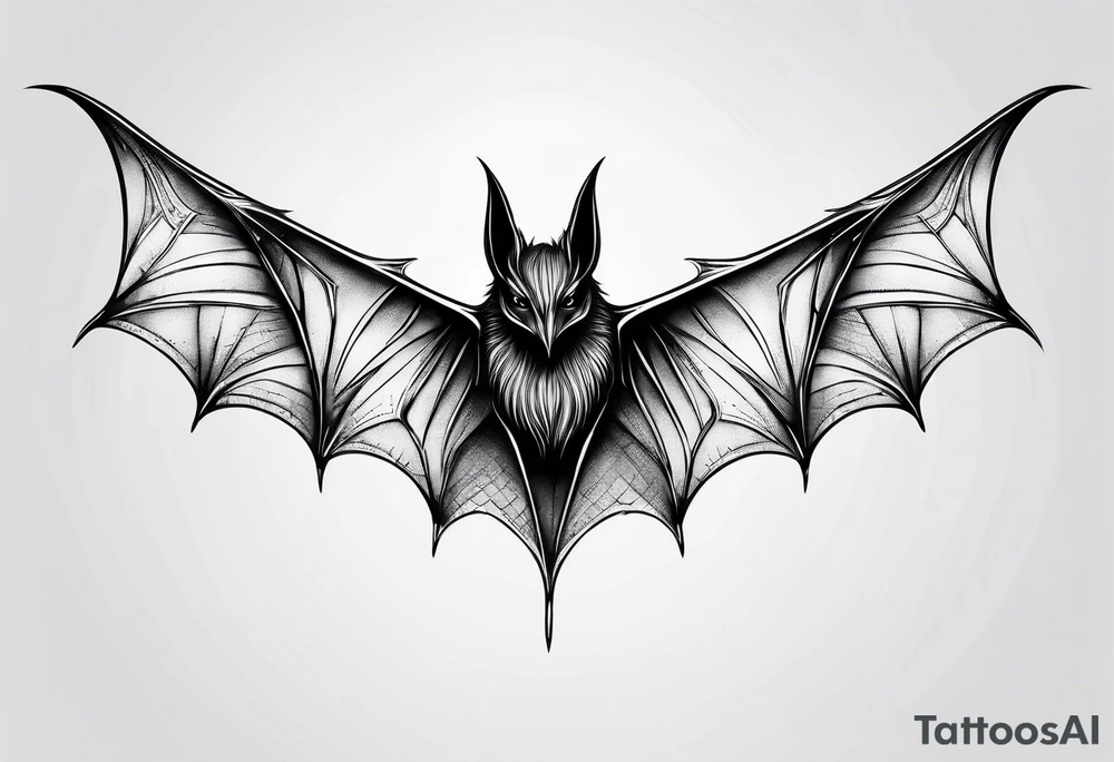 tall skinny bat minimal detail tattoo idea