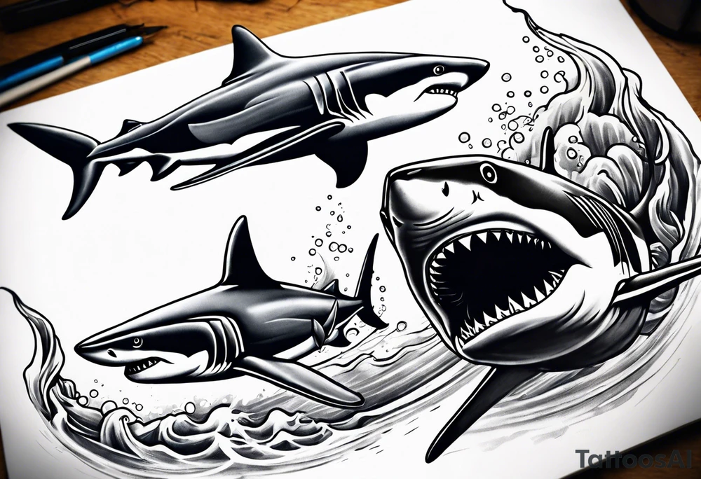 Sharks swimming tattoo idea