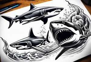 Sharks swimming tattoo idea