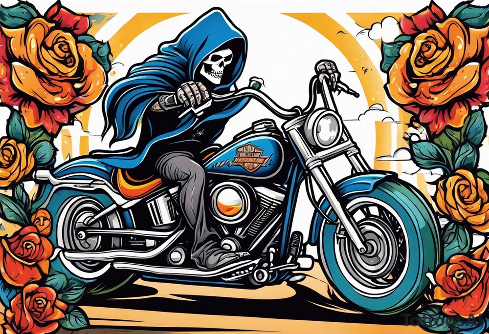 Reaper on a Harley Davidson tattoo idea