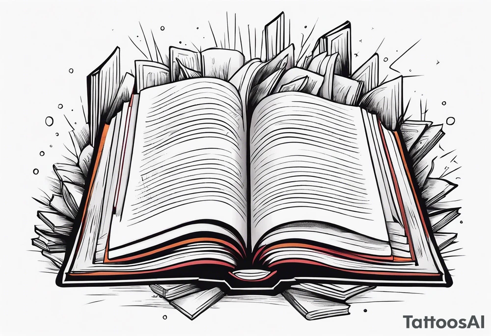 pile of open books no background tattoo idea