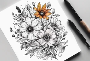 Upper arm half sleeve fall wild flowers tattoo idea