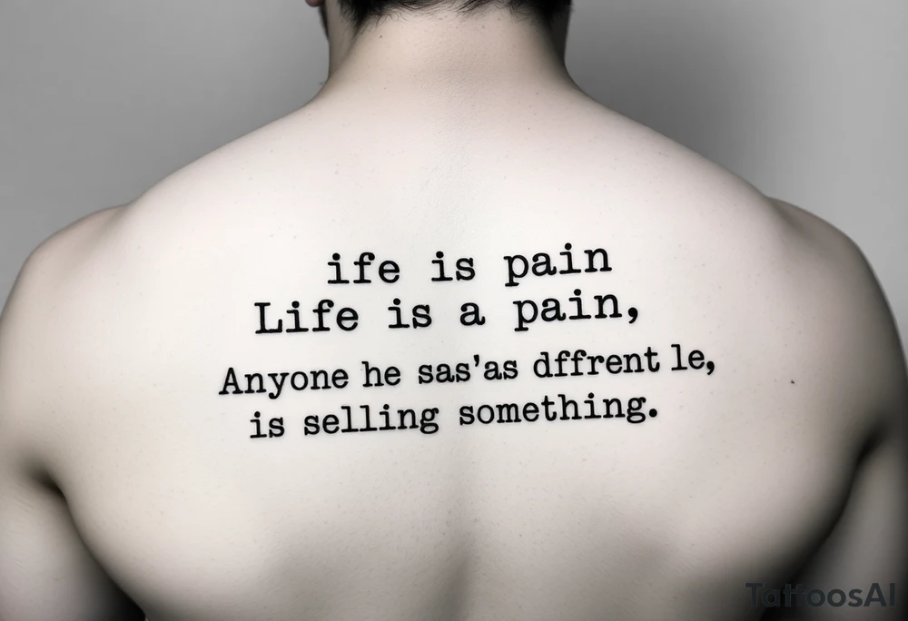 “Life is pain, Highness. Anyone who says differently is selling something.”
Typewriter font tattoo idea