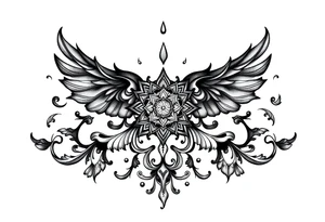 mytical shaman and mytolog style ornametn with ancient rhyme tattoo idea
