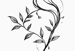 A rugged stem wrapping around with small amount of vines tattoo idea