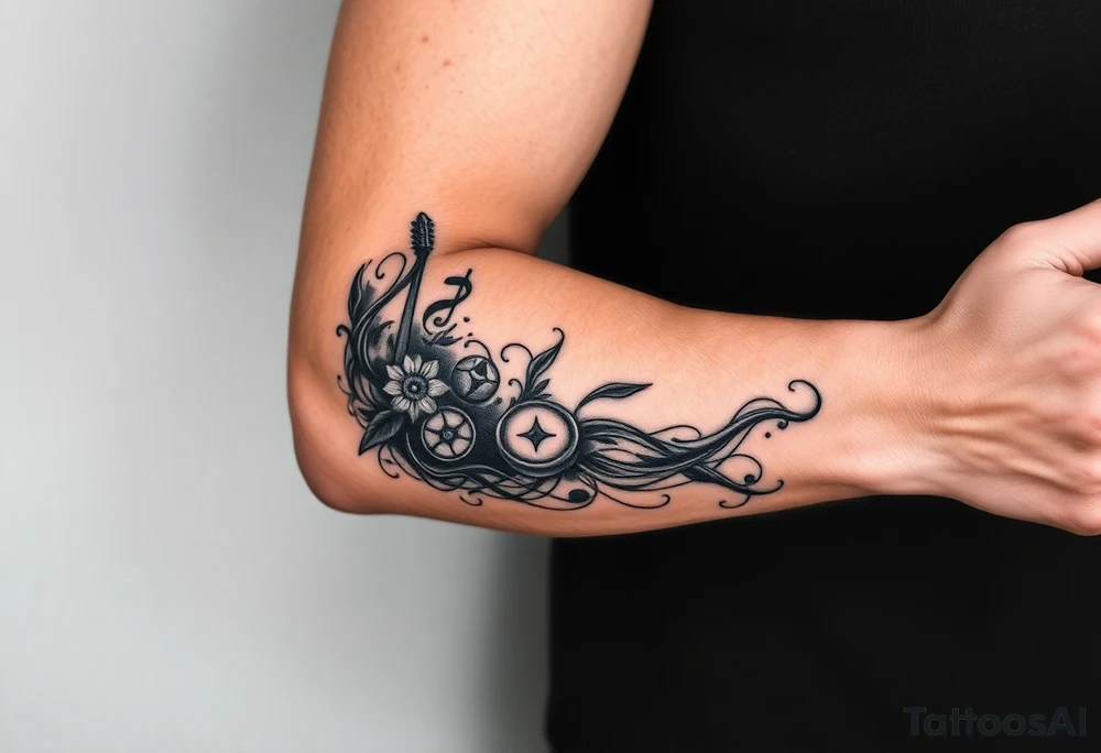 Arm sleev musical tattoo idea