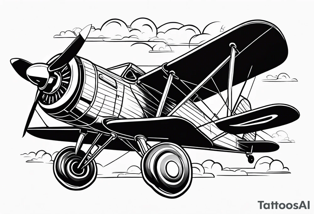 sketch of adventure plane in perspective from the bottom tattoo idea