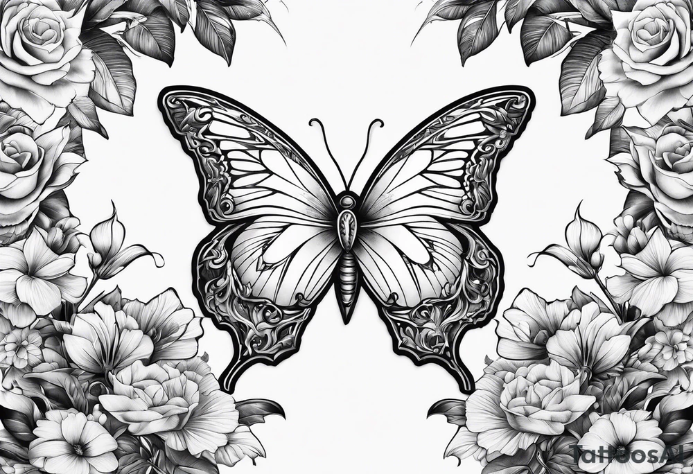 Sword and butterflies tattoo idea