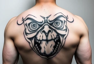 powerful faces with huge eyes and mouth with foamy mouth tattoo idea