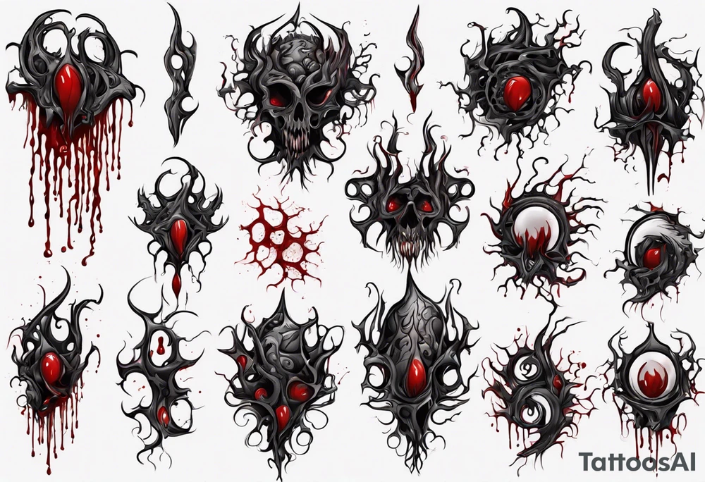 Blood
Tendrils
Black
Pattern
Horror tattoo idea