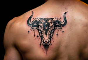 With horns dipped in silver and hooves in shadow, the Taurus star constellation roams the cosmic pasture. tattoo idea
