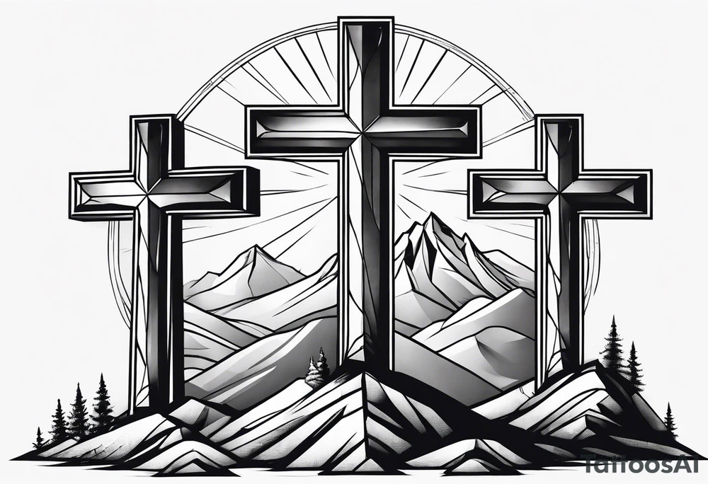 Calvary three crosses tattoo idea