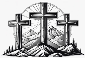 Calvary three crosses tattoo idea