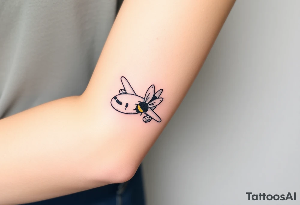 commercial airplane with a bumble bee flying it tattoo idea