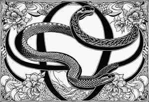 Long Double head snake tattoo for placement along the spine in japanese style to symbolise a journey of healing and transformation with reference to being a twin tattoo idea