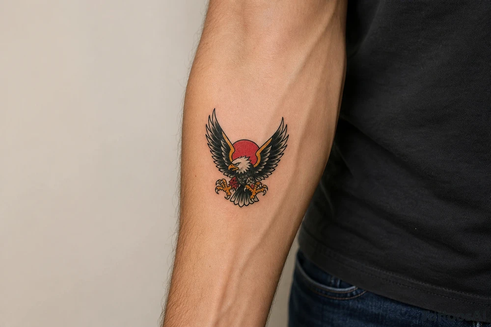 Bald eagle with talons tattoo idea