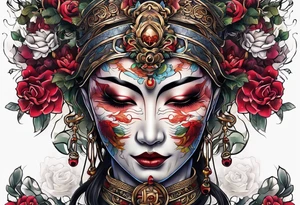 Japanese death mask tattoo idea