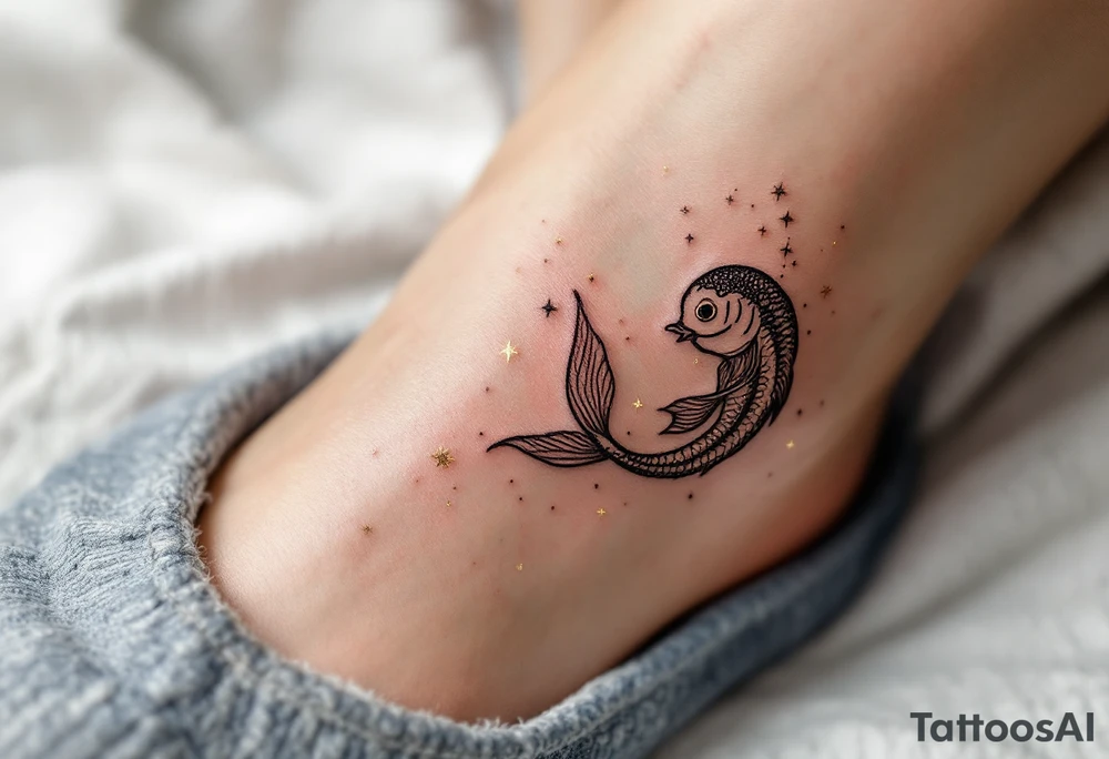 This Pisces tattoo features the star constellation in shimmering gold ink, blending cosmic beauty with astrological meaning. tattoo idea