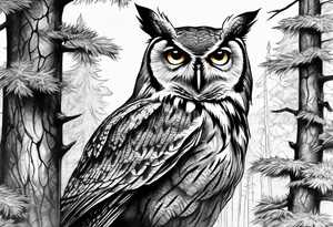 owl forest tattoo idea