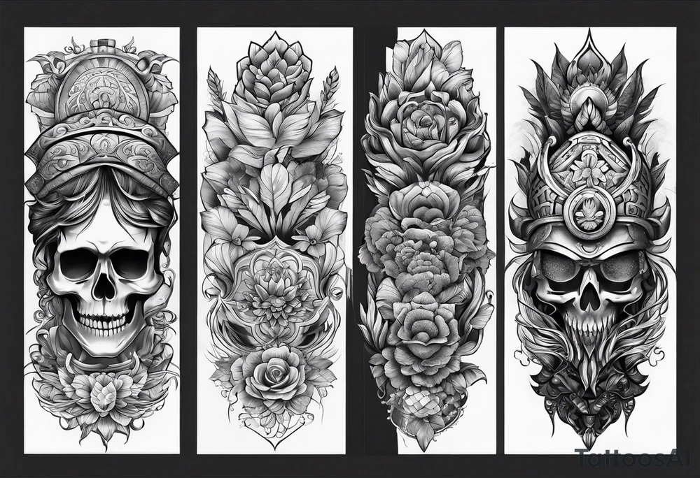 Latin culture based sleeved tattoo idea