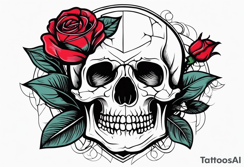 skull with rose tattoo idea