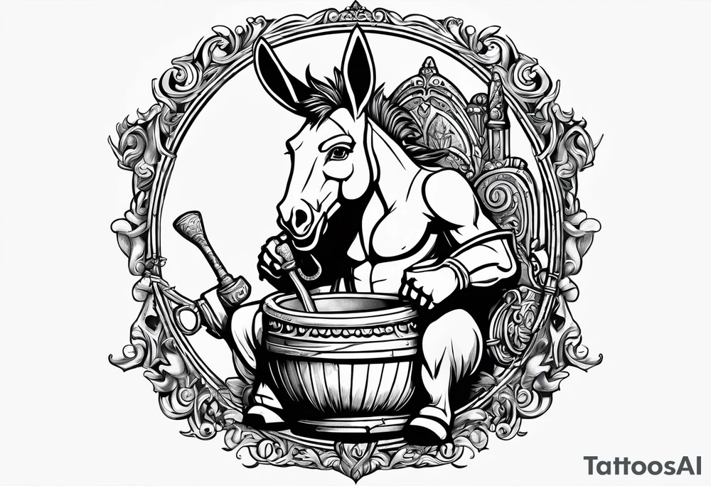 Very epic potty with donkey from shrek sitting on it tattoo idea