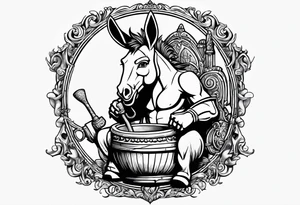 Very epic potty with donkey from shrek sitting on it tattoo idea