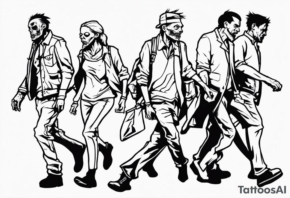 zombies walking tattoo idea