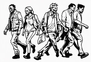 zombies walking tattoo idea