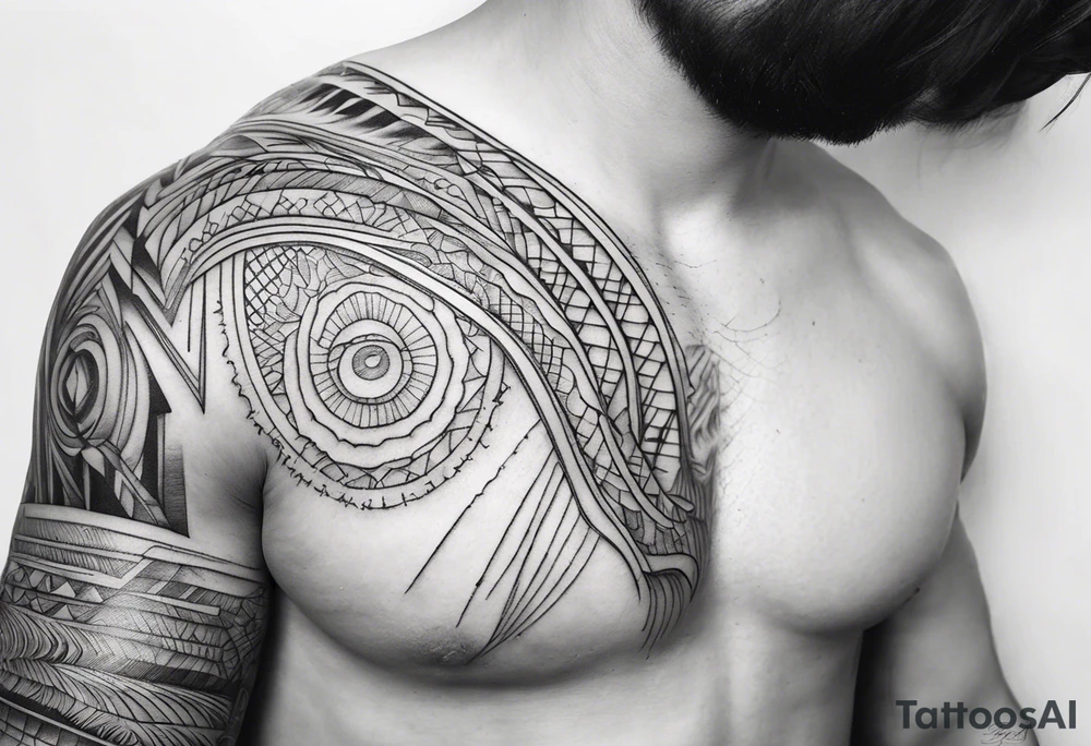 armband tattoo, horizontal with electromagnetic signal wave pattern tattoo idea