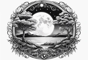 Tree holding the sun and the moon tattoo idea