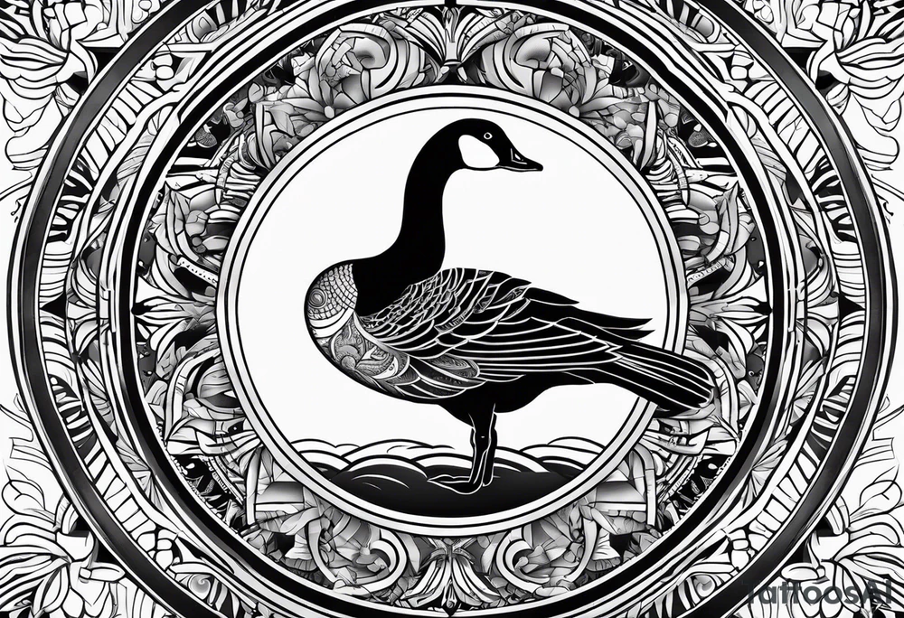mandala background with canadian goose in the front tattoo idea
