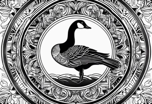 mandala background with canadian goose in the front tattoo idea