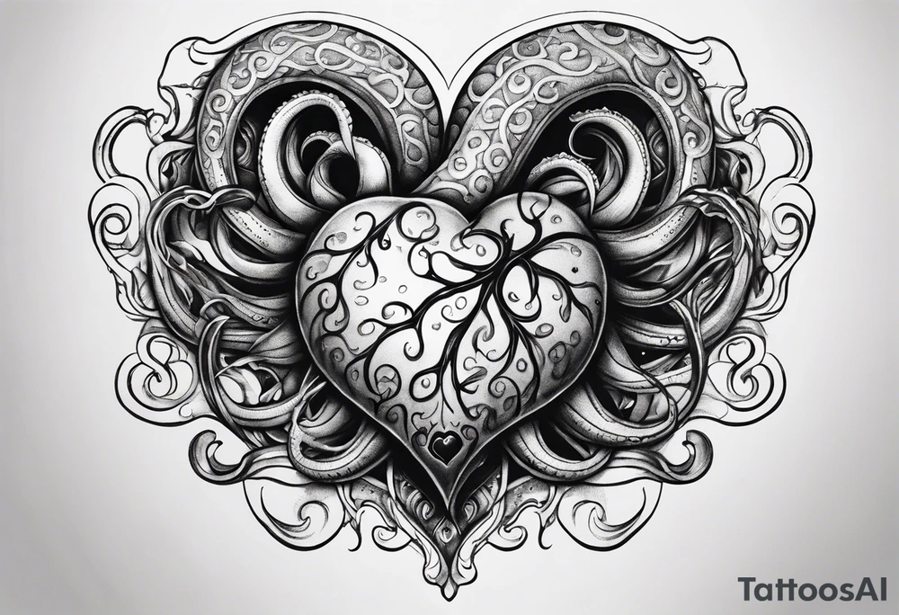 Heart with tentacles tattoo idea