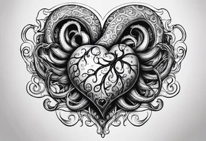 Heart with tentacles tattoo idea