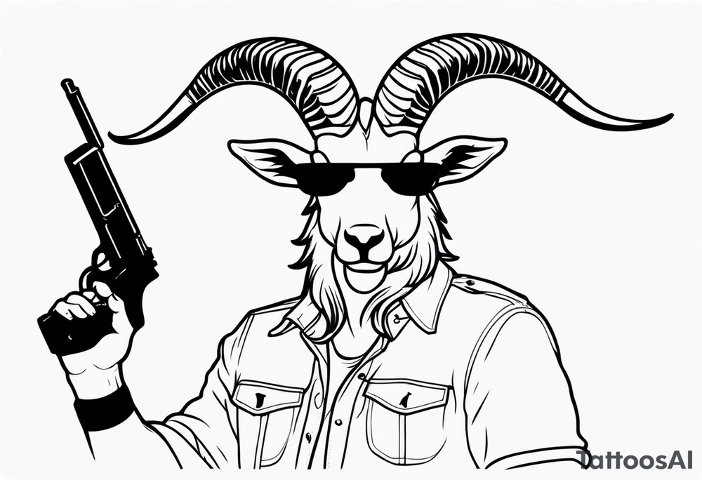 capricorn with sunglasses and a gun tattoo idea