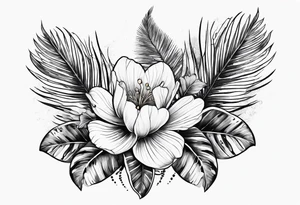 sea, flower, palm tattoo idea